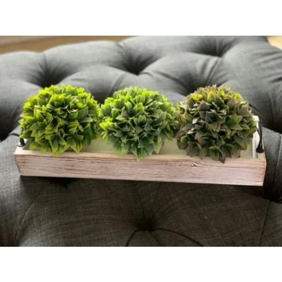 Rustic Wooden Serving Tray Rectangular with Handle, Ottoman Tray for Living Room - Picture 2 of 2